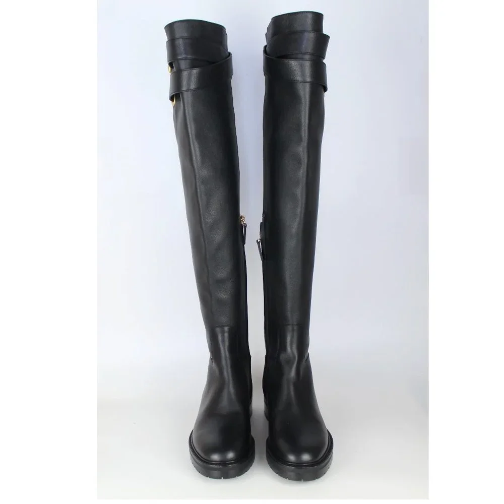 NEW Valentino Garavani RUNWAY Over the Knee Leather Boots, Black, EU 37